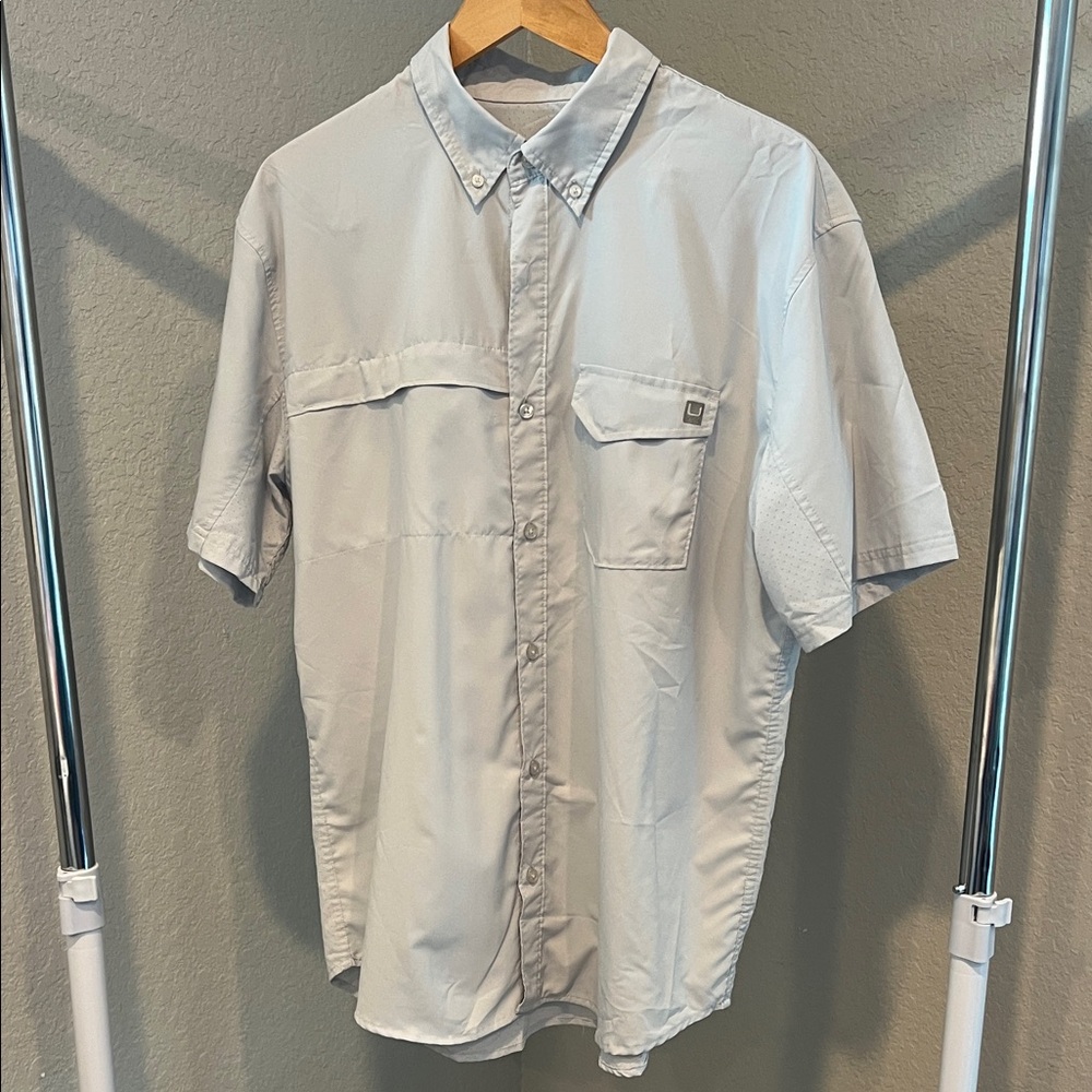 Huk Light Gray Casual Button Down Shirt